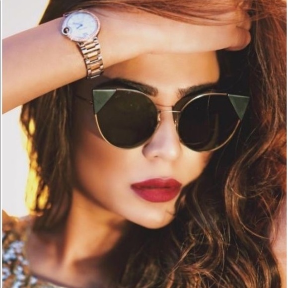 Fendi Accessories - Fendi Lei Cat Eye Sunglasses Green/Gold